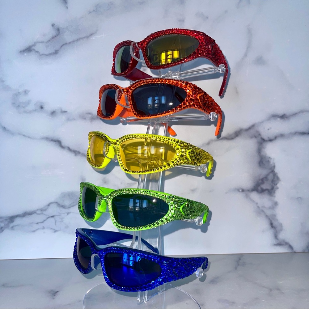 Y2K Crystal Bling Rhinestone Wrap Around Space Sunglasses